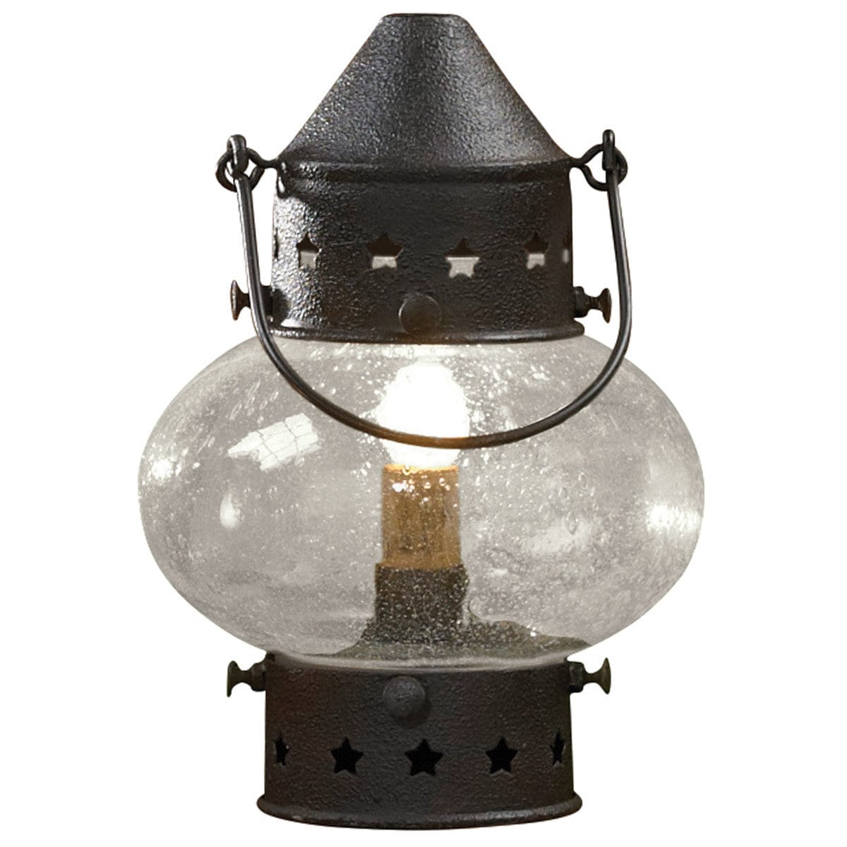 Fat Onion Table Lamp With Bubble Glass in Black