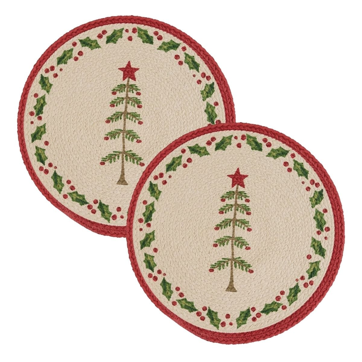 Feather Tree Braided & Printed Placemat Round Set of 2