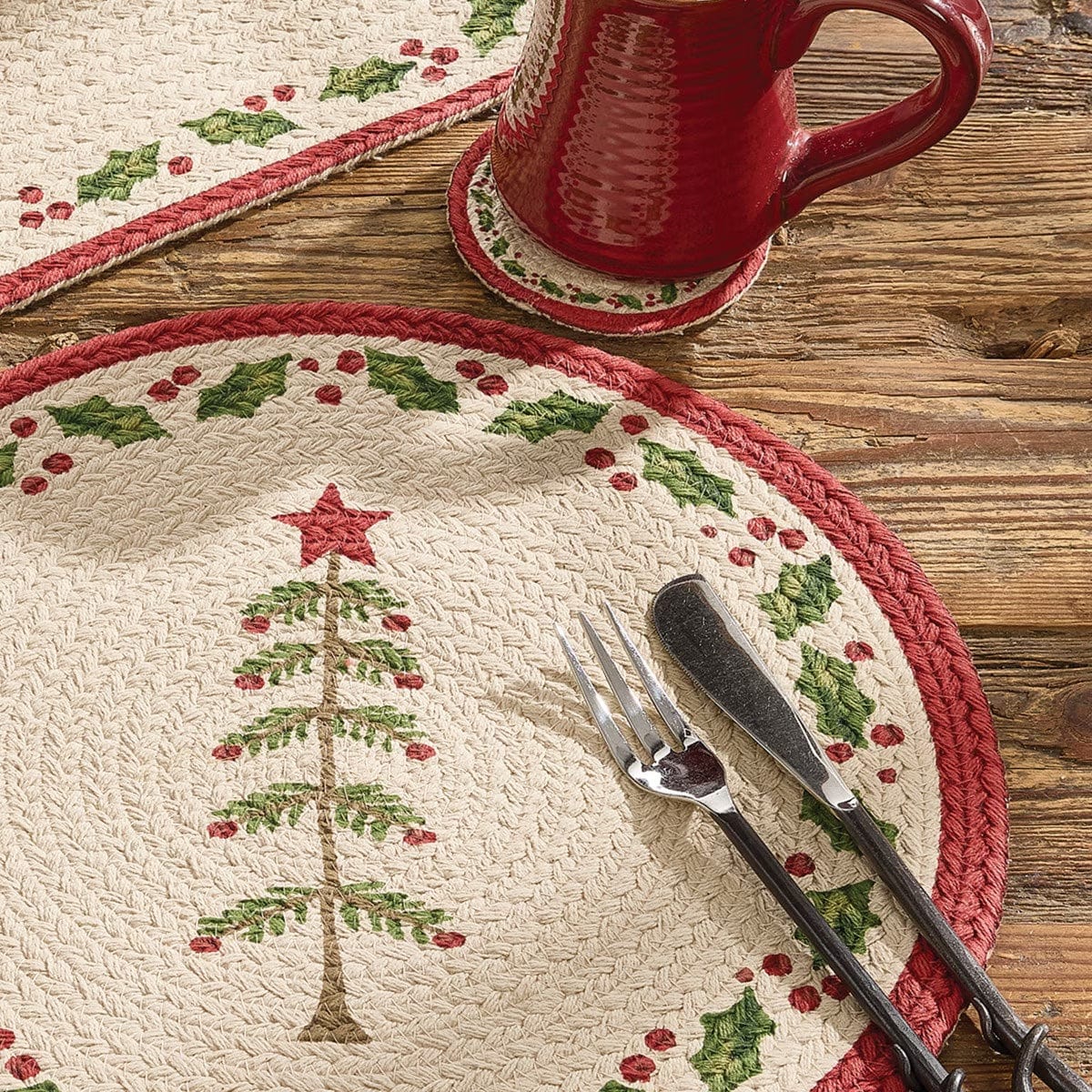Feather Tree Braided & Printed Placemat Round Set of 2