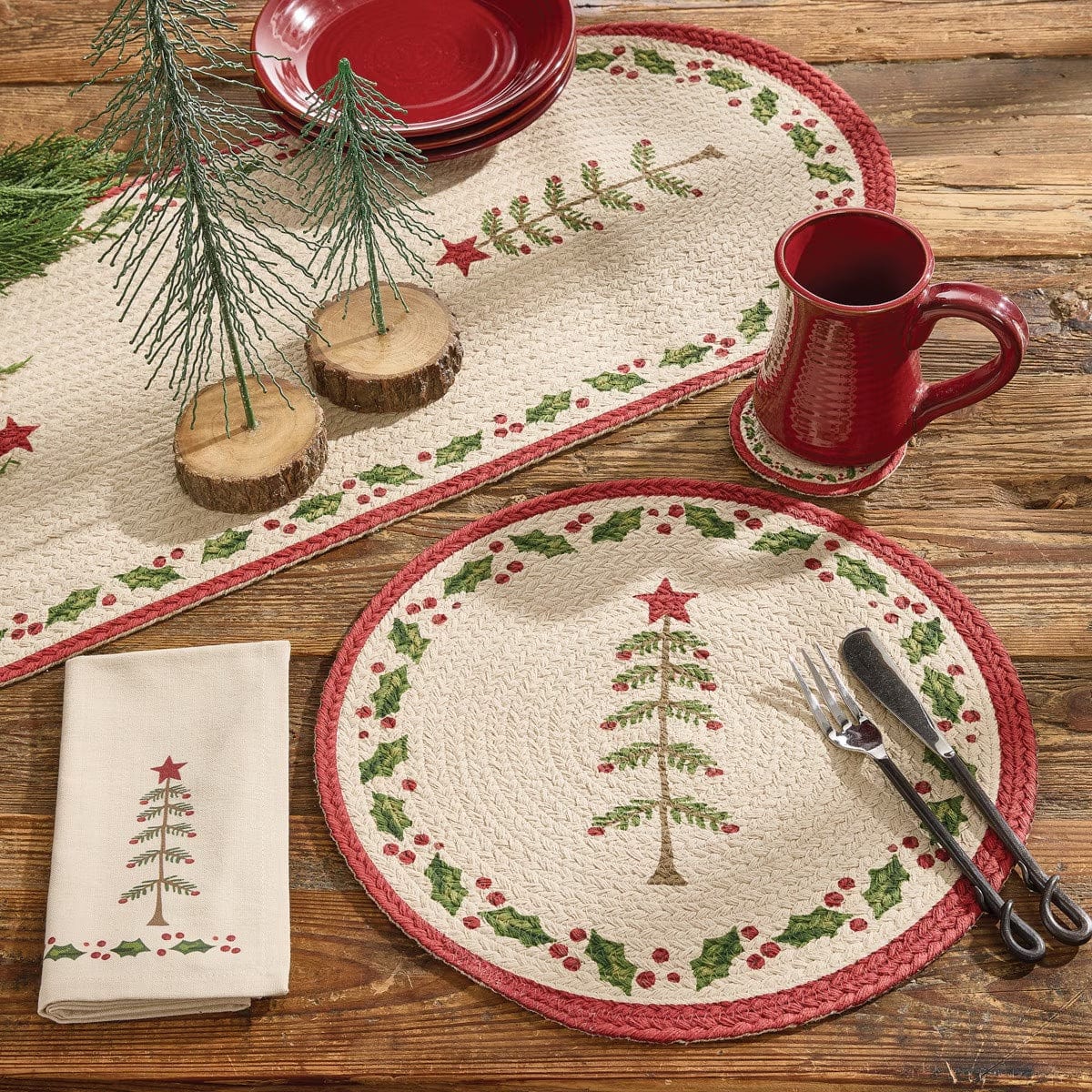 Feather Tree Braided & Printed Placemat Round Set of 2
