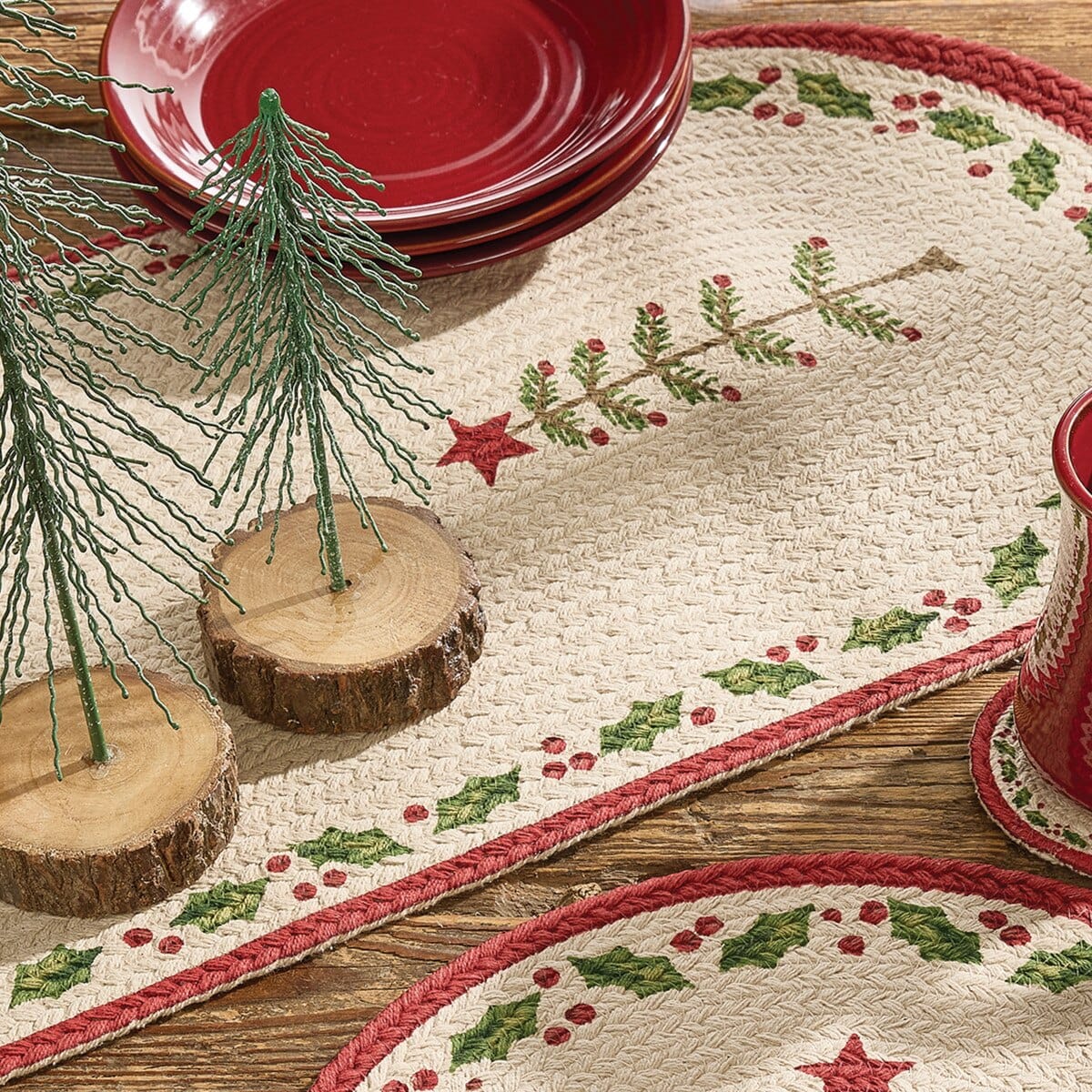 Feather Tree Braided & Printed Table Runner 36" Long