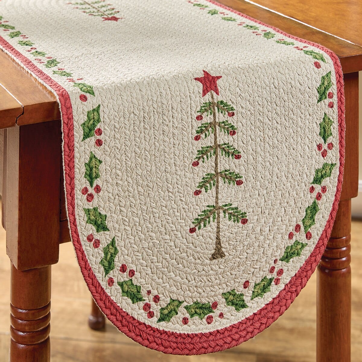 Feather Tree Braided & Printed Table Runner 36" Long