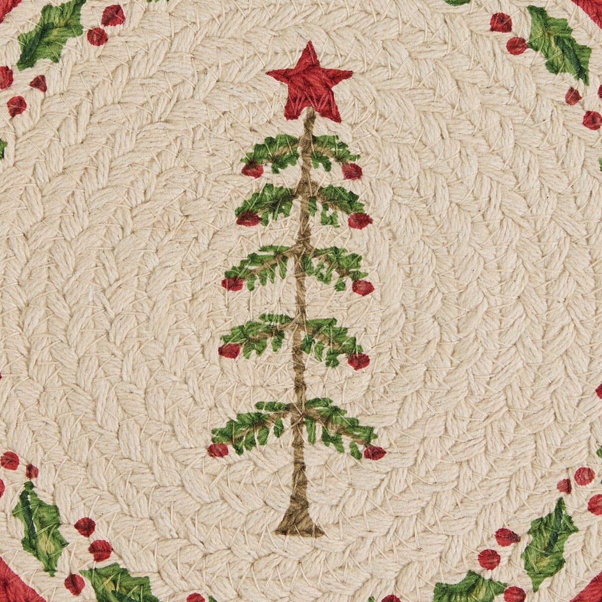 Feather Tree Braided & Printed Trivet 8" Diameter Round Set of 2
