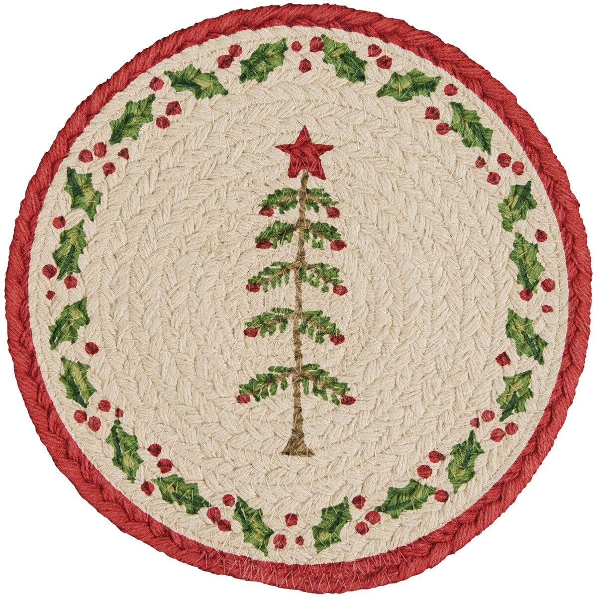 Feather Tree Braided & Printed Trivet 8" Diameter Round Set of 2