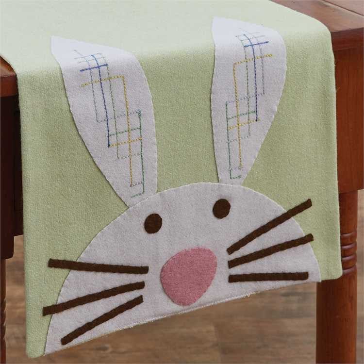 Felt Appliqued Bunny Table Runner 42" Long-Park Designs-The Village Merchant