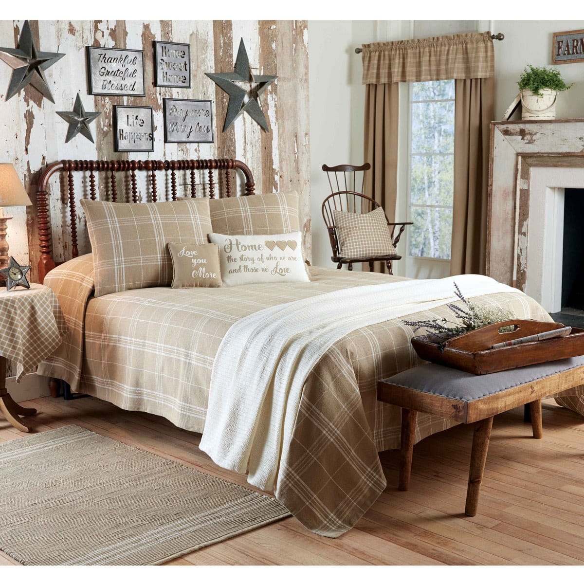 Fieldstone Plaid in Cream Pillow Sham Standard-Park Designs-The Village Merchant