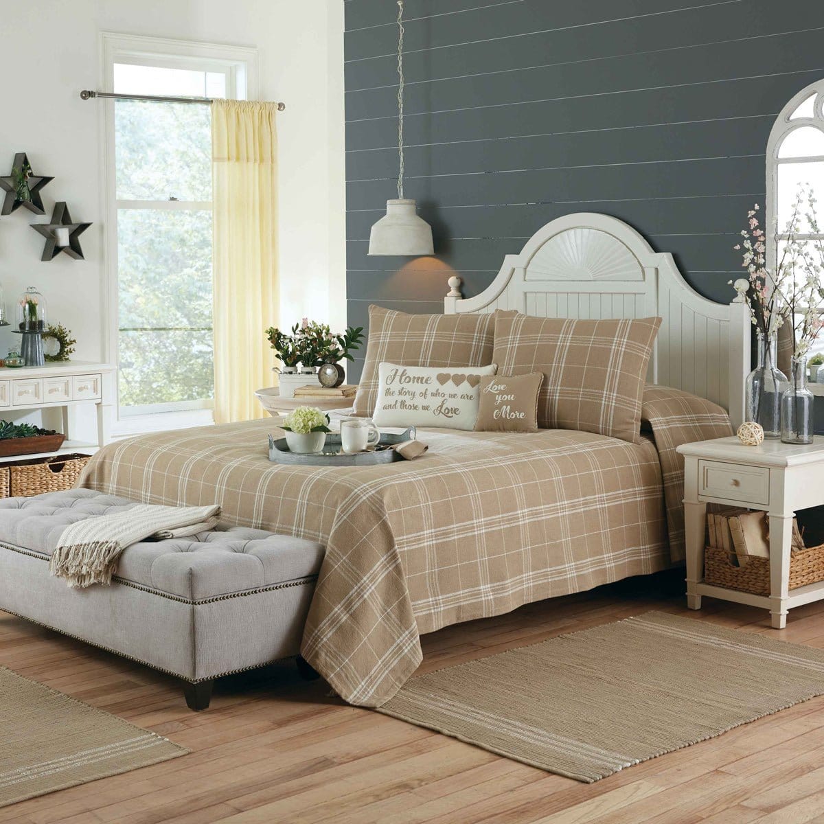 Fieldstone Plaid in Cream Pillow Sham Standard-Park Designs-The Village Merchant