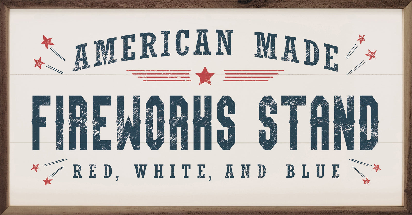 Kendrick Home Walnut Frames Sizes Fireworks Stand White Printed and Framed Wall Sign