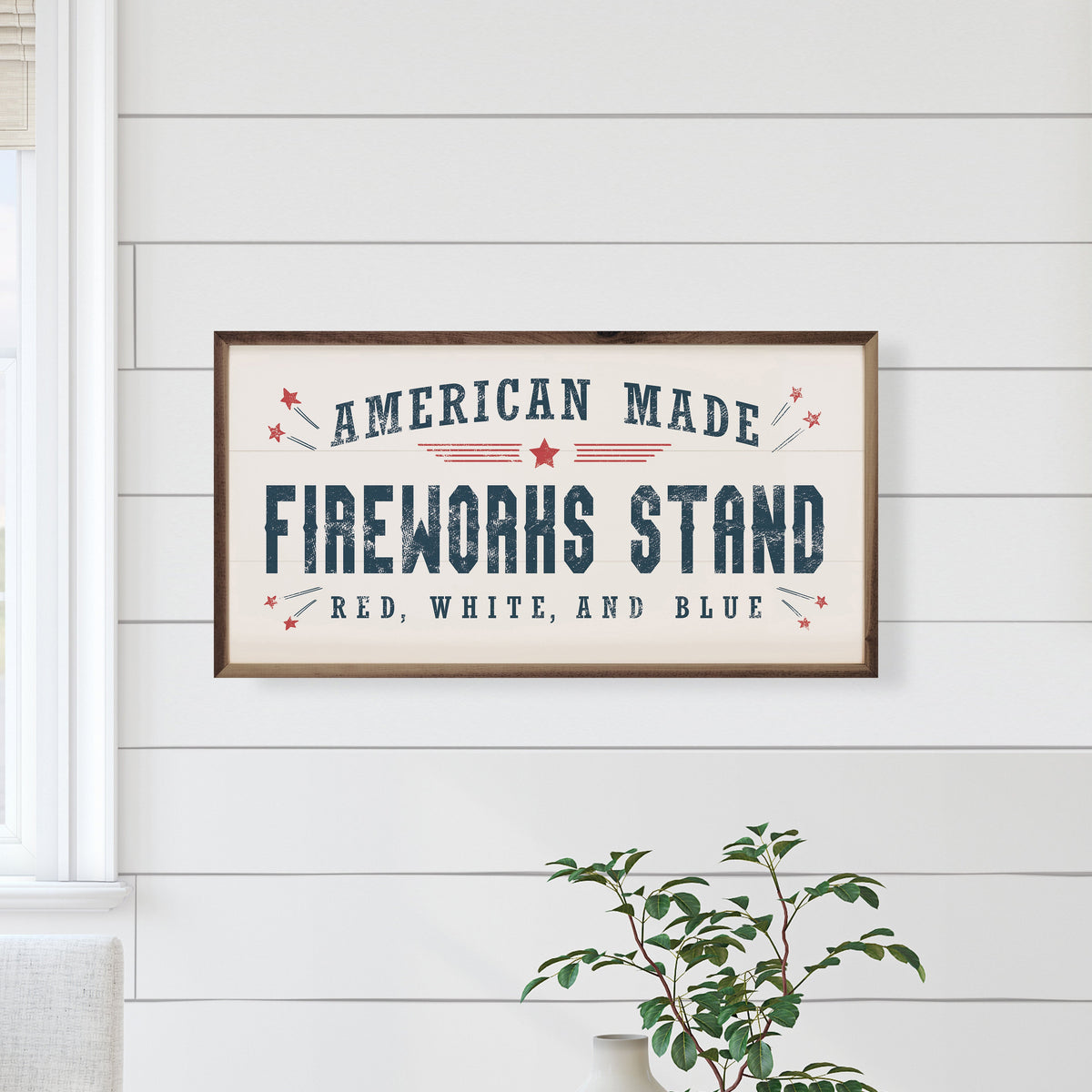 Fireworks Stand White Printed and Framed Wall Sign