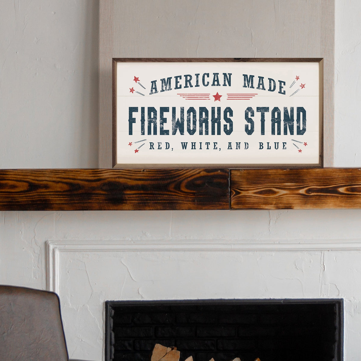 Fireworks Stand White Printed and Framed Wall Sign