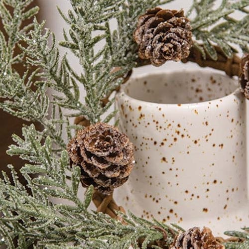 First Frost Pine With Pinecones Candle Ring / Wreath 3.5&quot; Inner Diameter