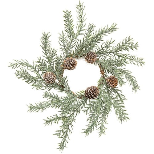 First Frost Pine With Pinecones Candle Ring / Wreath 3.5&quot; Inner Diameter