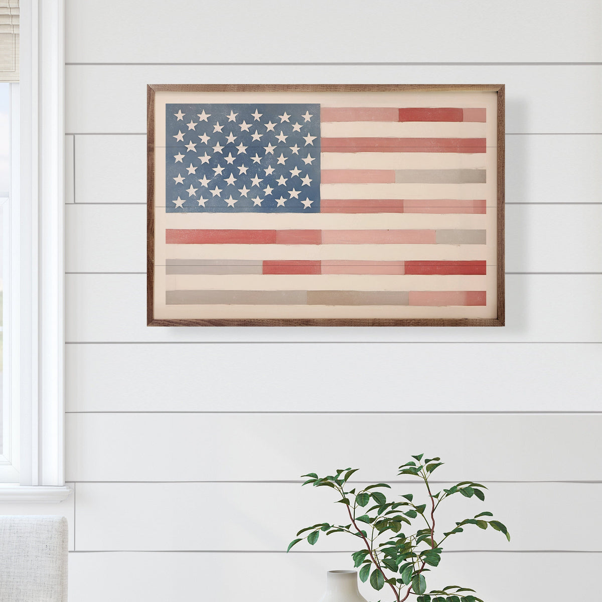 Flag With Colored Stripes Printed and Framed Wall Sign