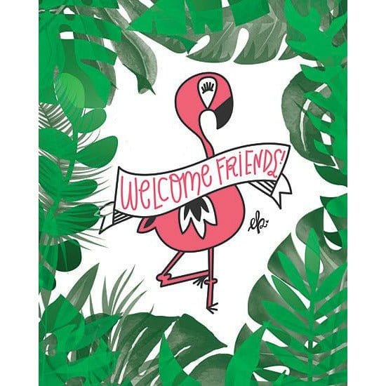 Penny Lane Publishing Flamingo Welcome Friends By Erin Barrett Art Print - 12 X 16