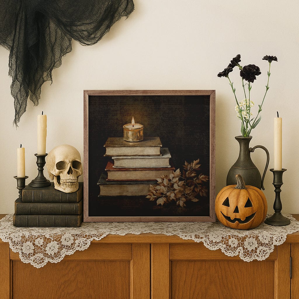 Kendrick Home Walnut Frames Floral Autumn Books
