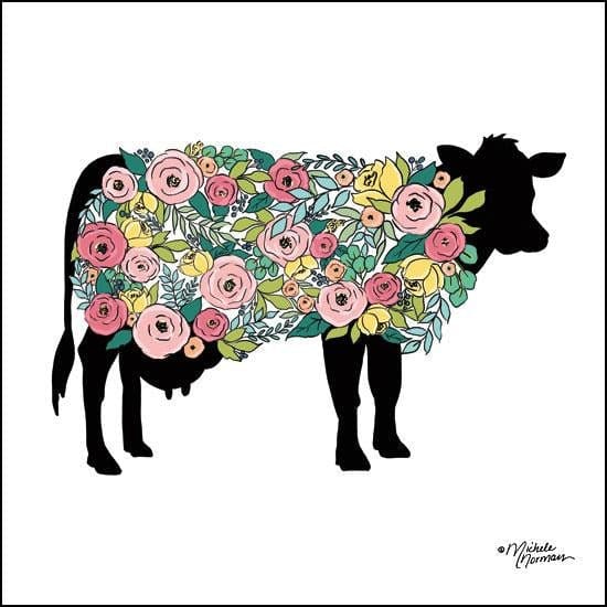 Floral Cow By Michele Norman Art Print - 12 X 12-Penny Lane Publishing-The Village Merchant