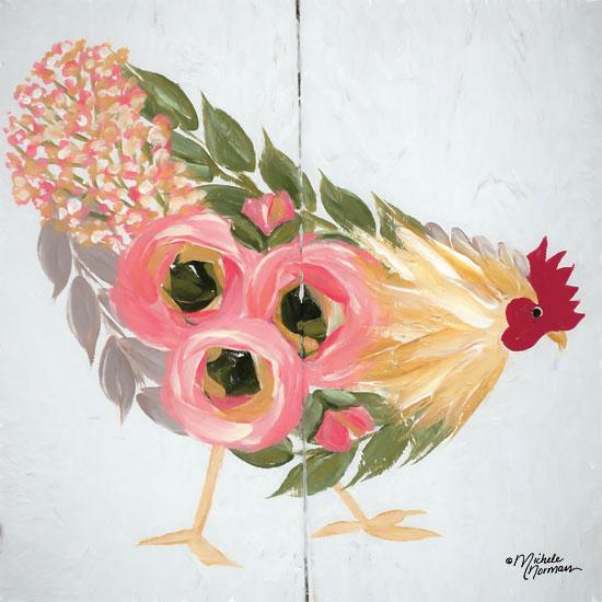 Penny Lane Publishing Floral Hen On White By Michele Norman Art Print - 12 X 12