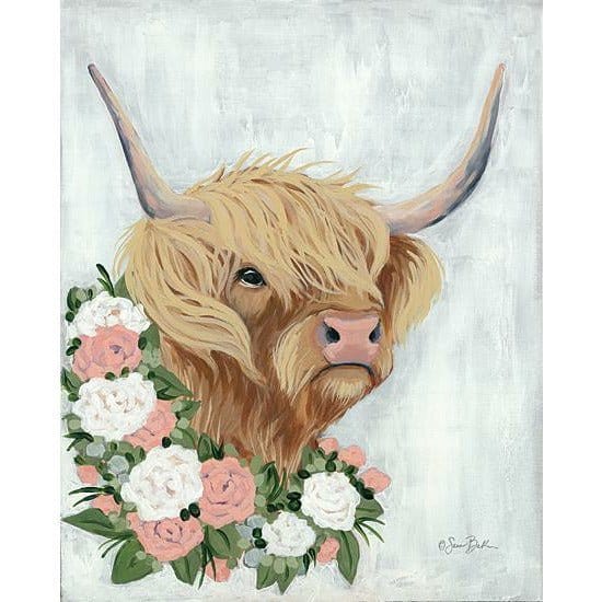 Penny Lane Publishing Floral Highlander Cow By Sara Baker Art Print - 12 X 16