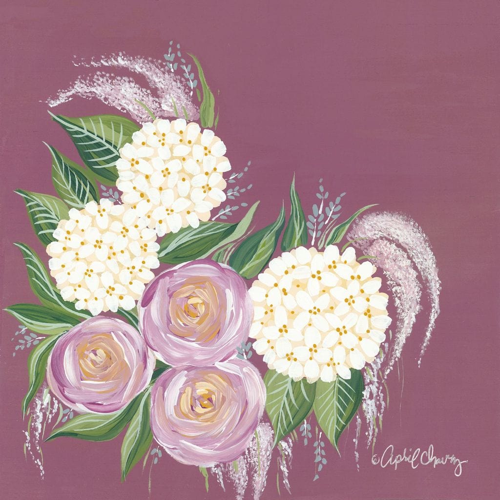Penny Lane Publishing Floral In Plum By April Chavez Art Print - 12 X 12