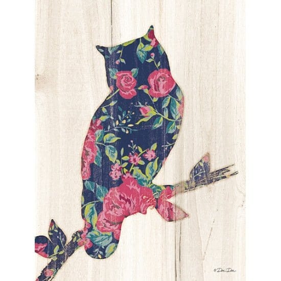 Penny Lane Publishing Floral Owl By Dee Dee Reynolds Art Print - 12 X 16