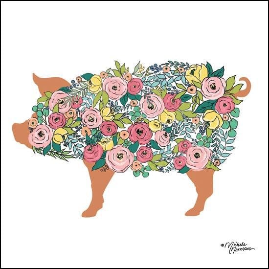 Penny Lane Publishing Floral Pig By Michele Norman Art Print - 12 X 12