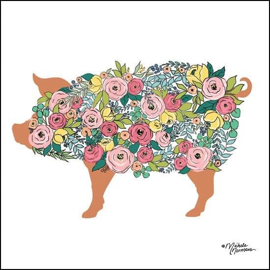 Floral Pig By Michele Norman Art Print - 12 X 12-Penny Lane Publishing-The Village Merchant