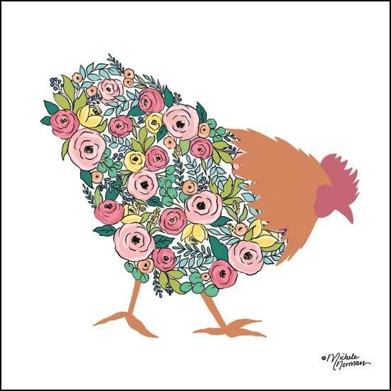 Floral Rooster By Michele Norman Art Print - 12 X 12-Penny Lane Publishing-The Village Merchant