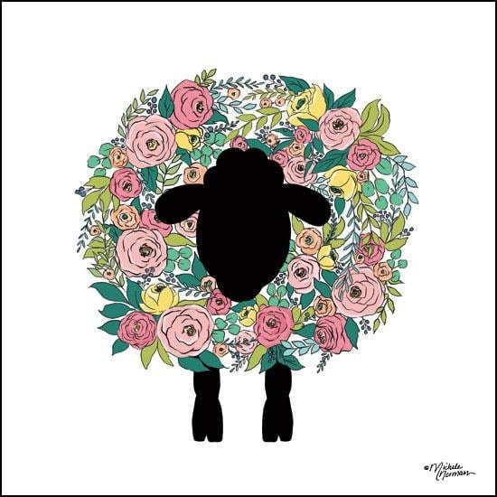 Floral Sheep By Michele Norman Art Print - 12 X 12-Penny Lane Publishing-The Village Merchant