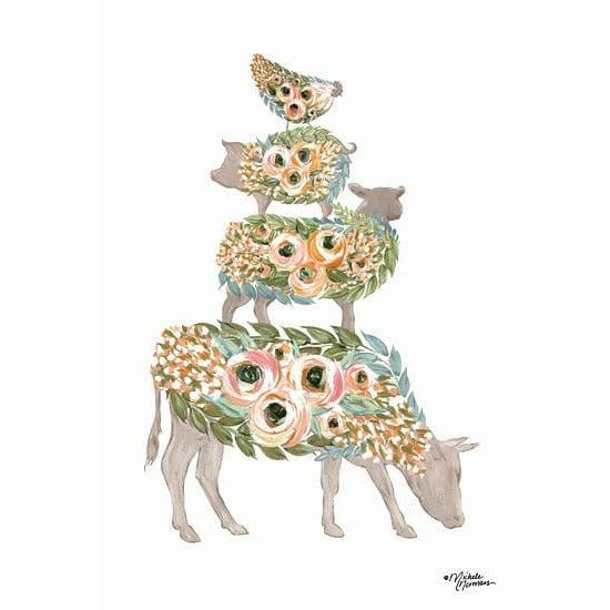Penny Lane Publishing Floral Stacked Animals By Michele Norman Art Print - 12 X 16