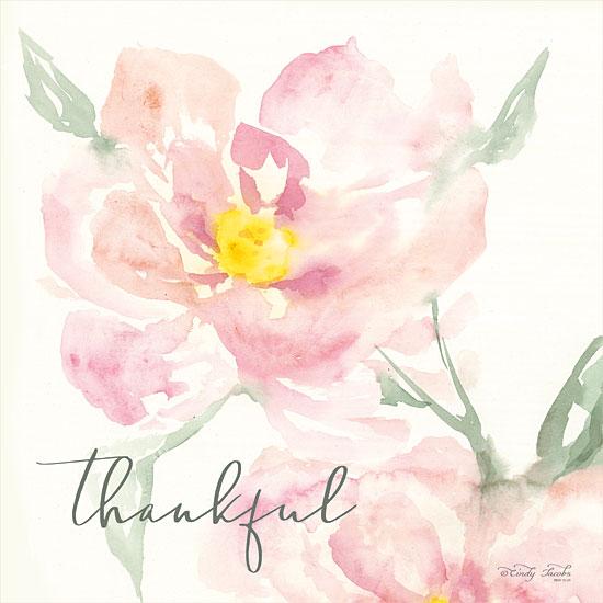 Penny Lane Publishing Floral Thankful By Cindy Jacobs Art Print - 12 X 12