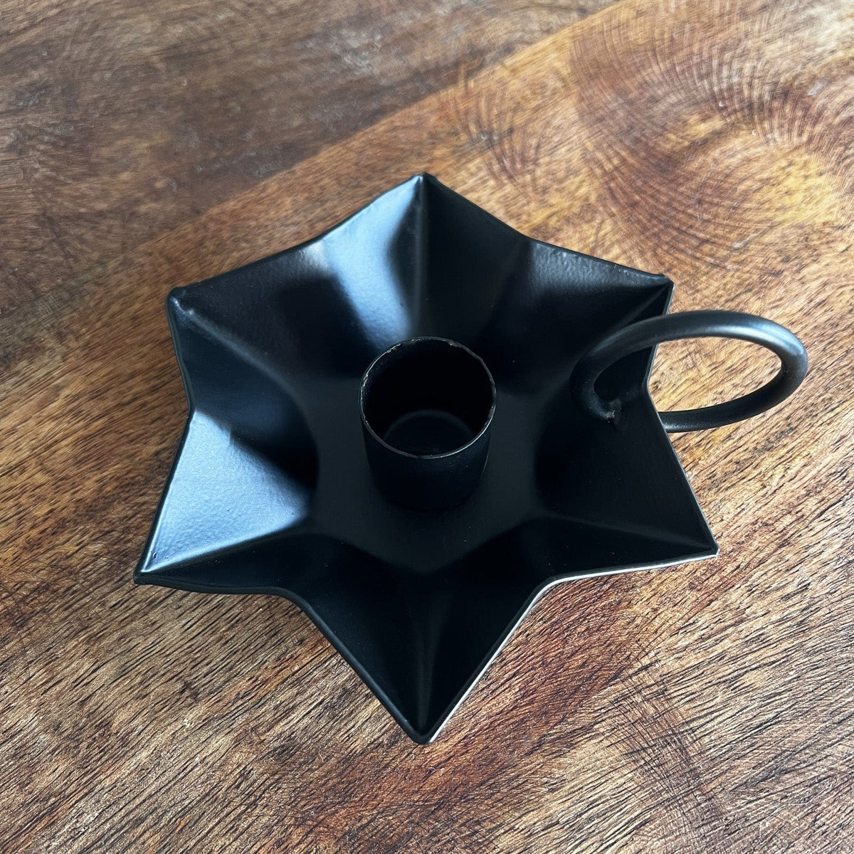 Flower in Black Candle Holder For Taper Candles