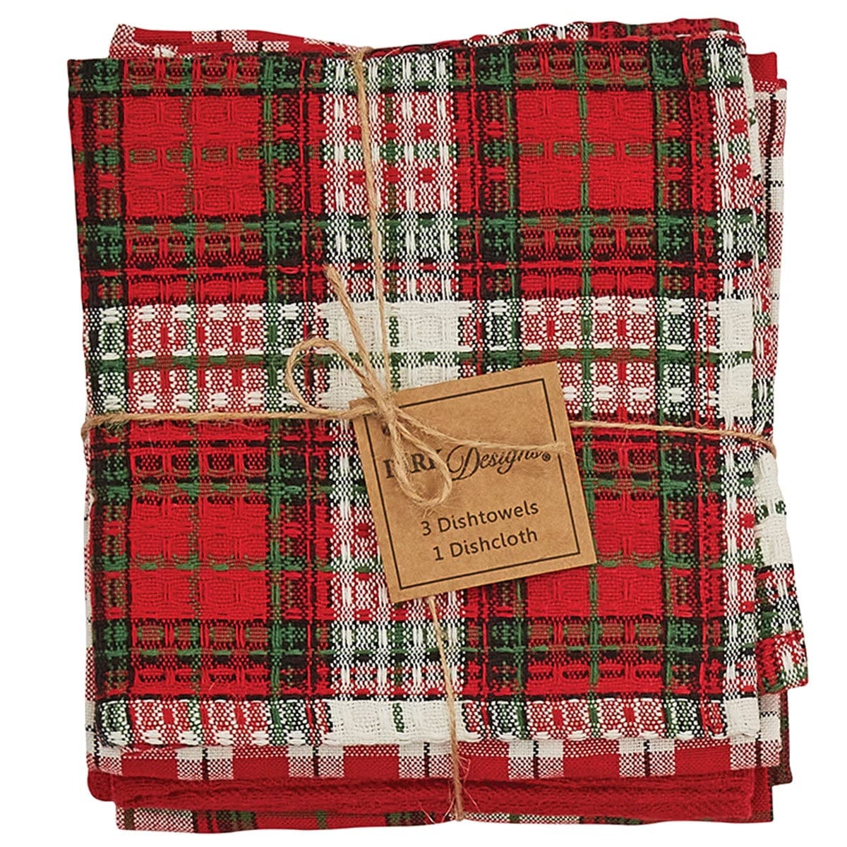 Flurry Friends Plaid Dishtowel & Dishcloth Set 3 DT, 1 DC