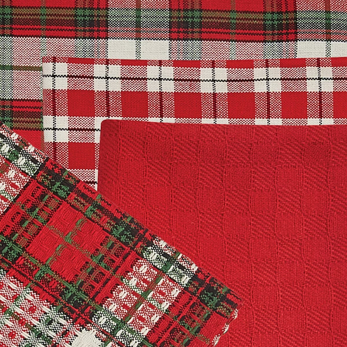 Flurry Friends Plaid Dishtowel & Dishcloth Set 3 DT, 1 DC