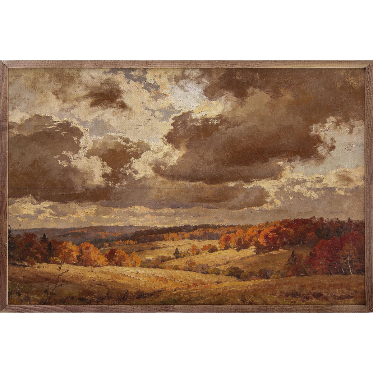 Kendrick Home Walnut Frames 8x5 Flyover Autumn Woods Printed and Framed Wall Sign