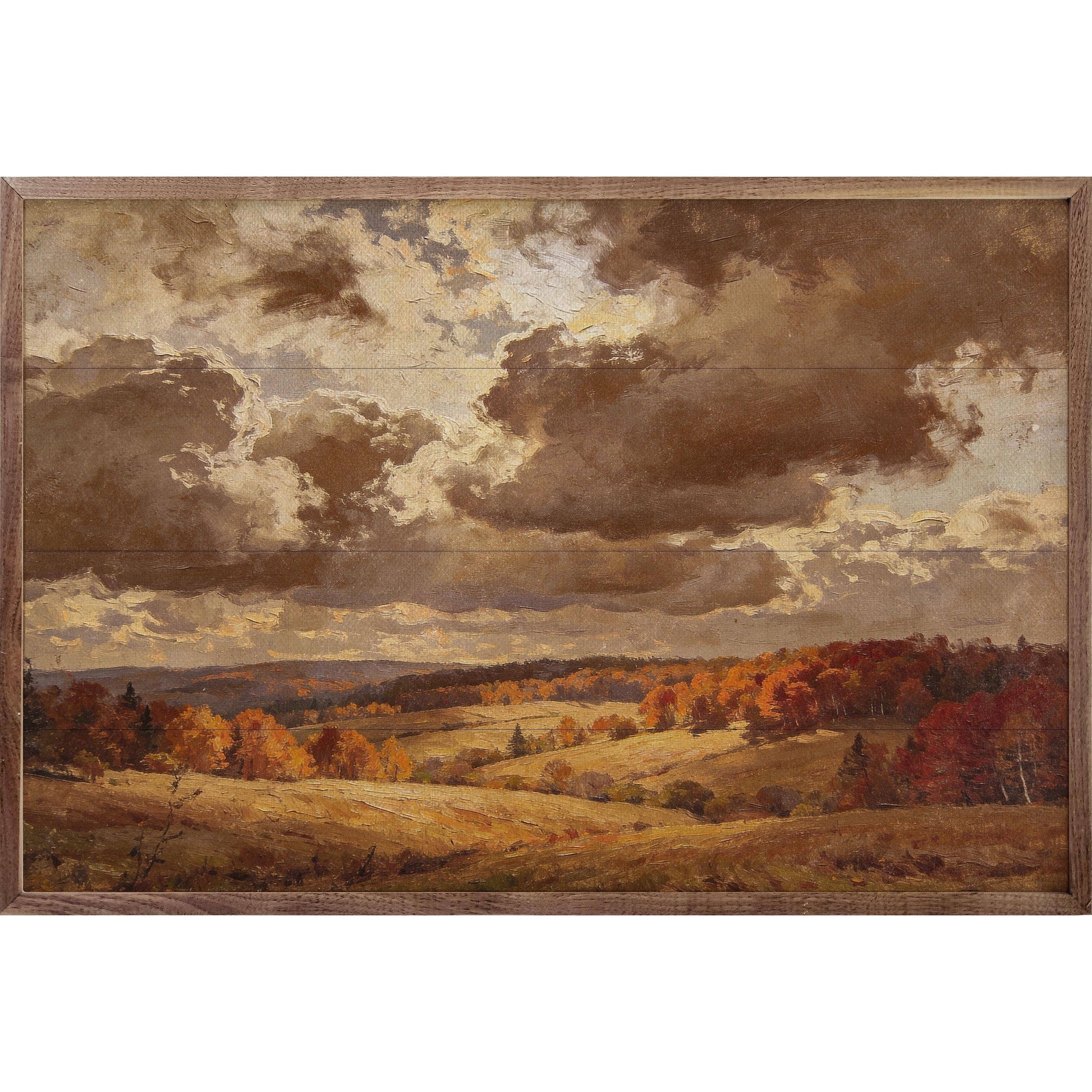 Kendrick Home Walnut Frames 8x5 Flyover Autumn Woods Printed and Framed Wall Sign