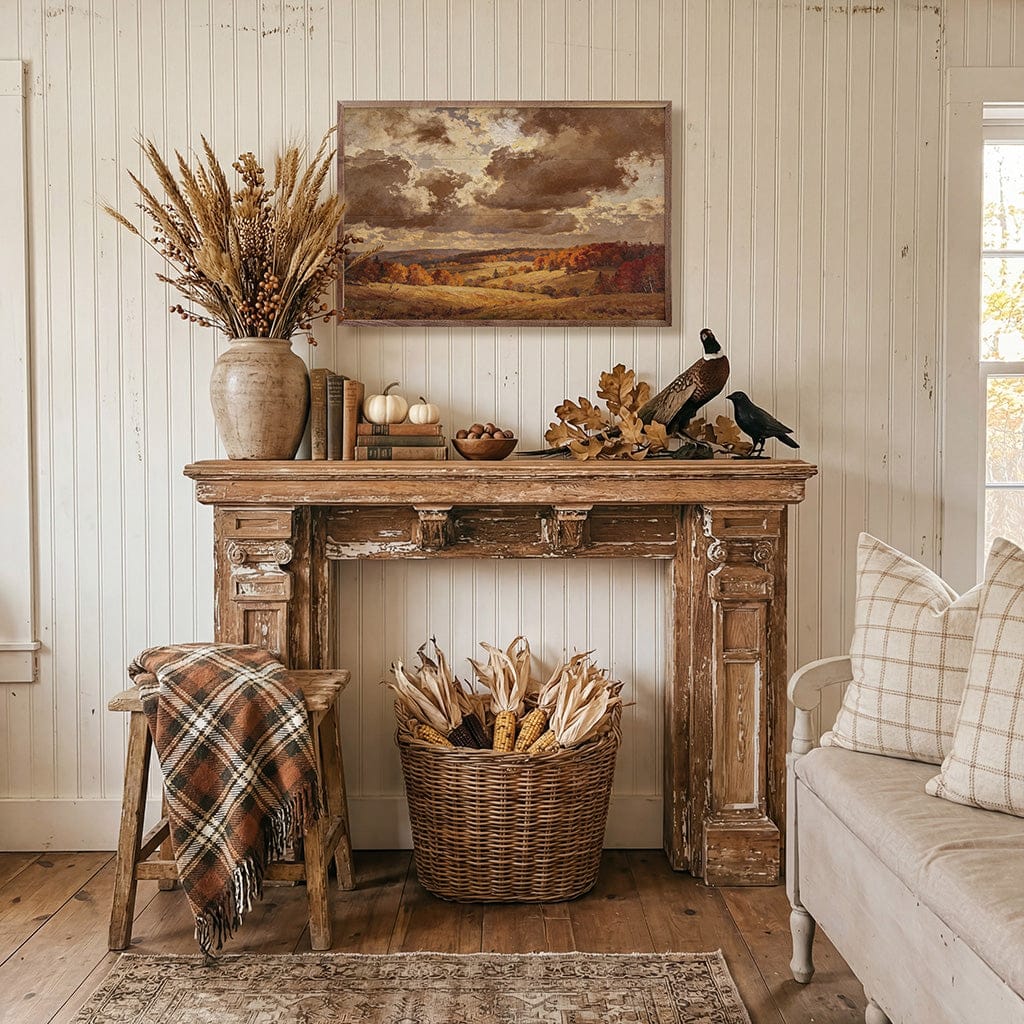 Kendrick Home Walnut Frames Flyover Autumn Woods Printed and Framed Wall Sign