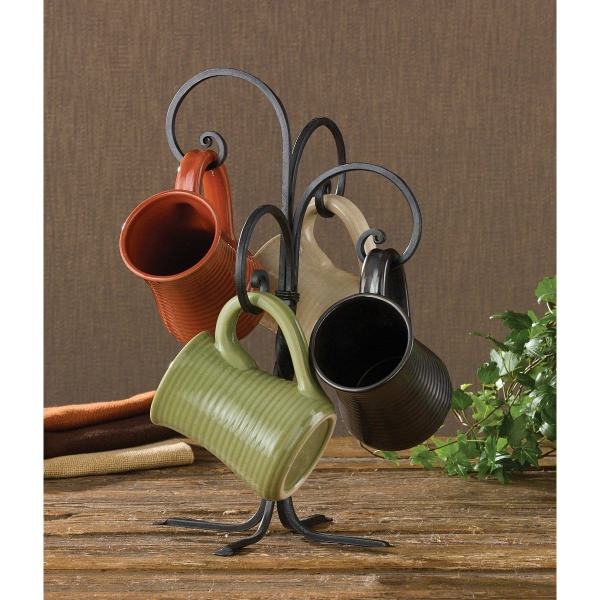 Forged Iron Scroll Mug Rack - Counter Top 4 Mugs-Park Designs-The Village Merchant