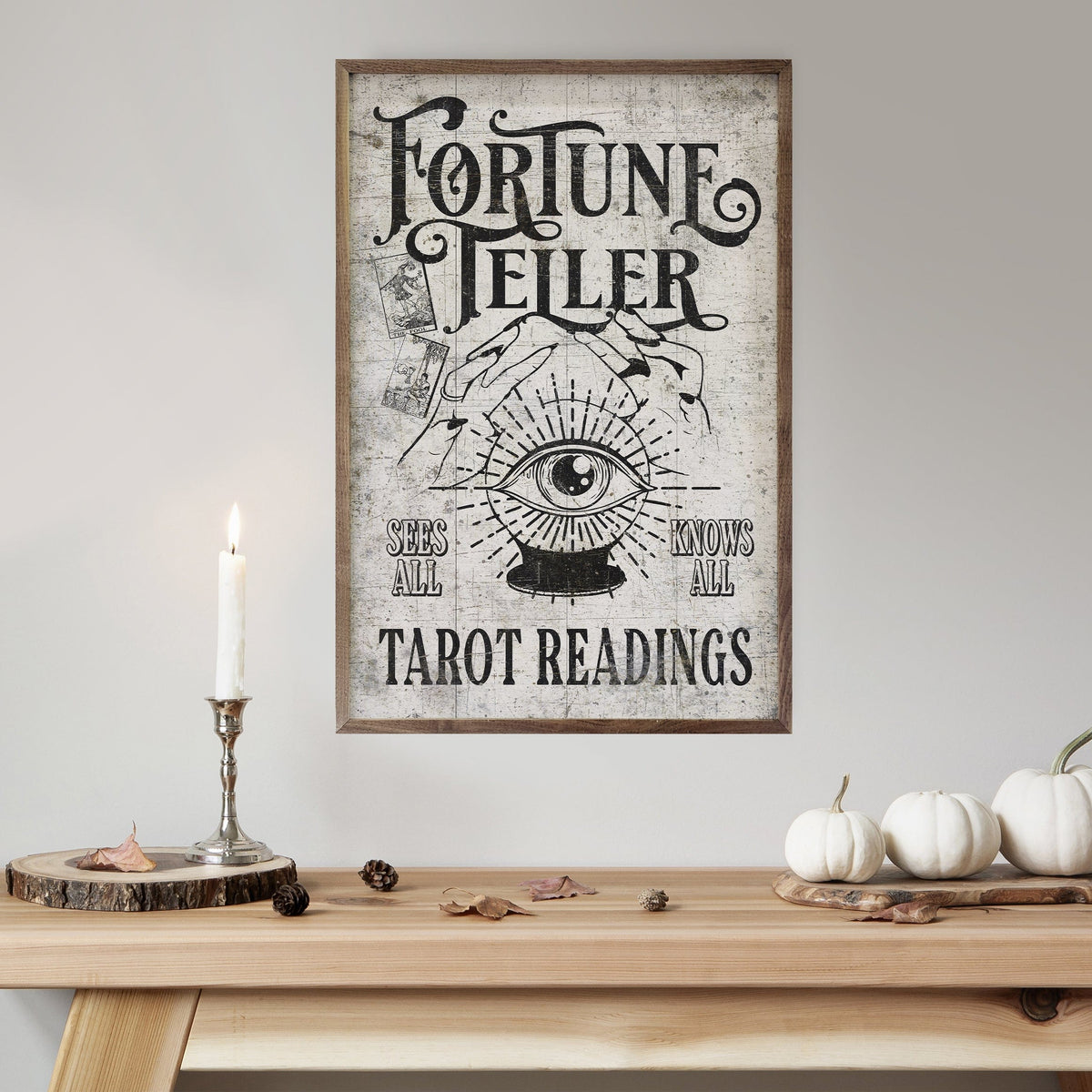 Kendrick Home Walnut Frames Fortune Teller White
