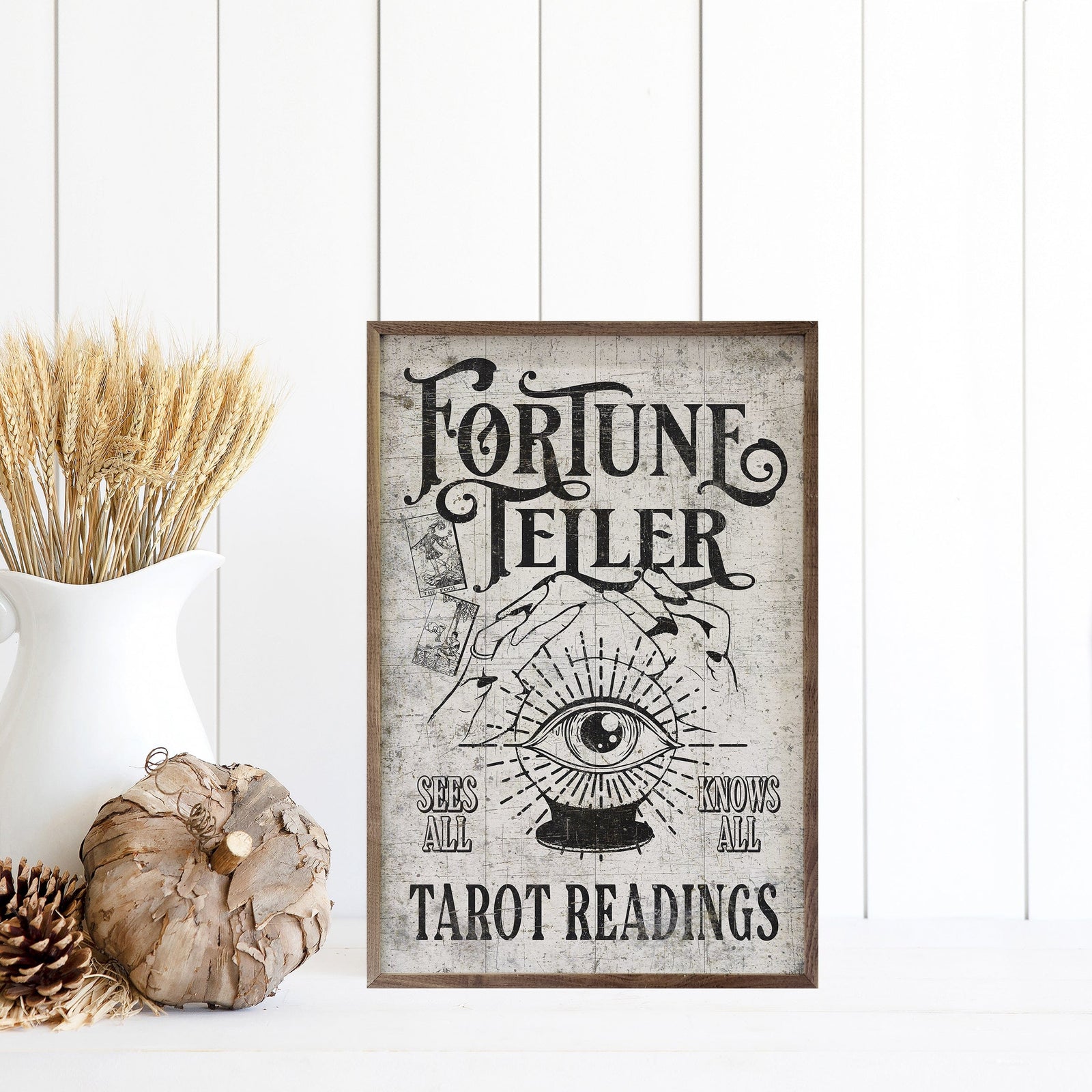 Kendrick Home Walnut Frames 5x8 Fortune Teller White