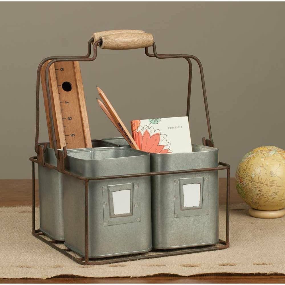 Four Tin Caddy / Organizer with Handles-CTW Home-The Village Merchant