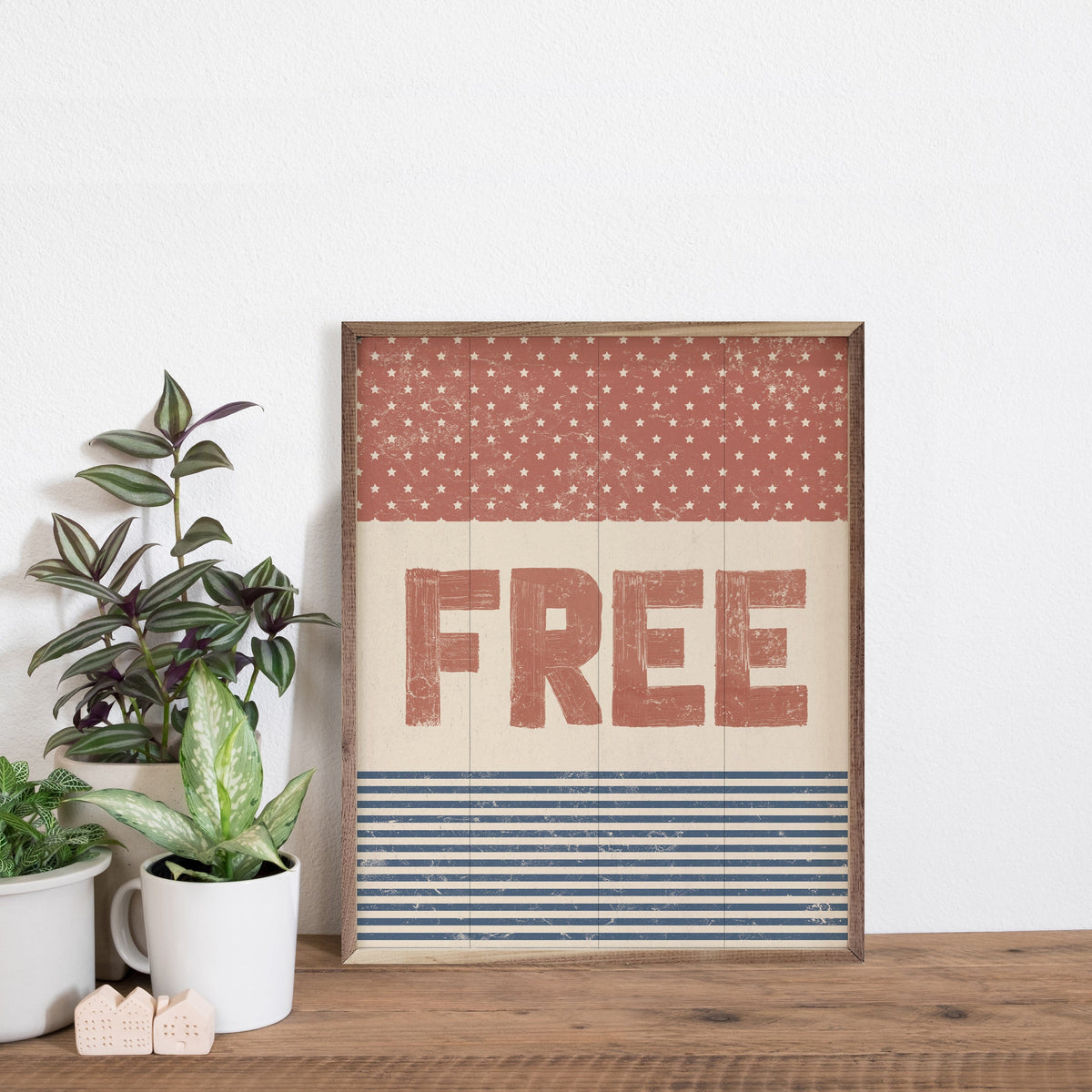 Free Red White Blue Printed and Framed Wall Sign