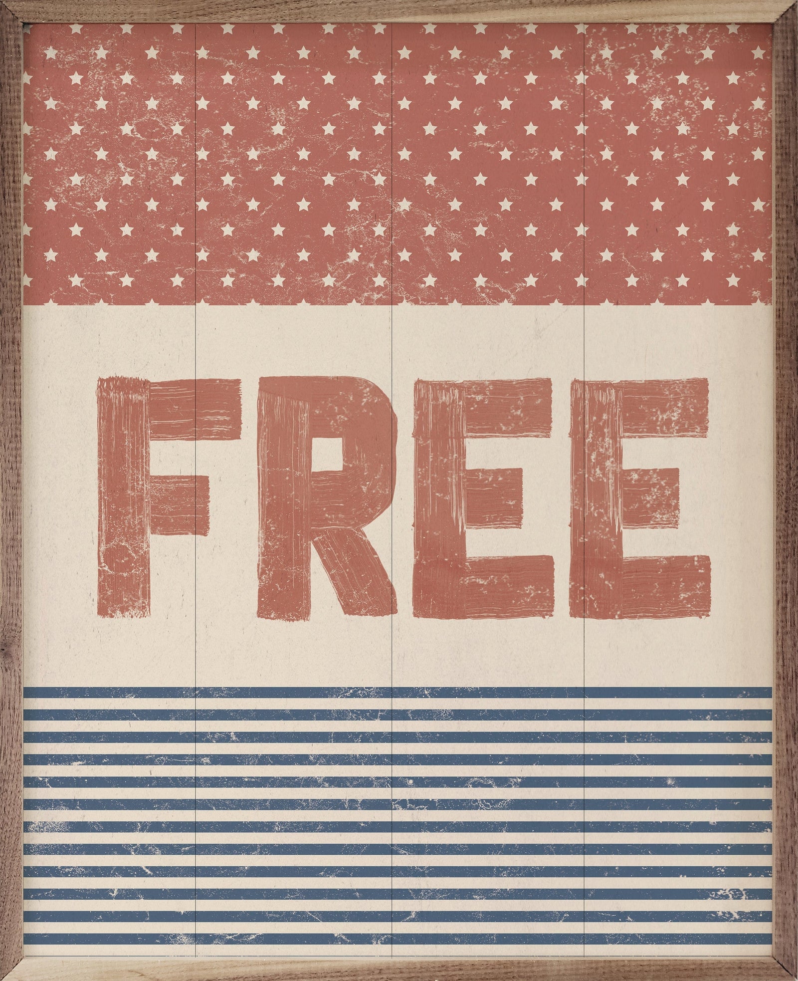 Kendrick Home Walnut Frames Sizes Free Red White Blue Printed and Framed Wall Sign