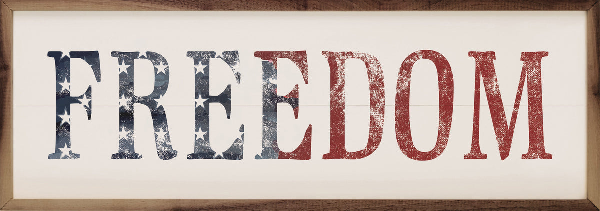 Freedom Flag White Printed and Framed Wall Sign