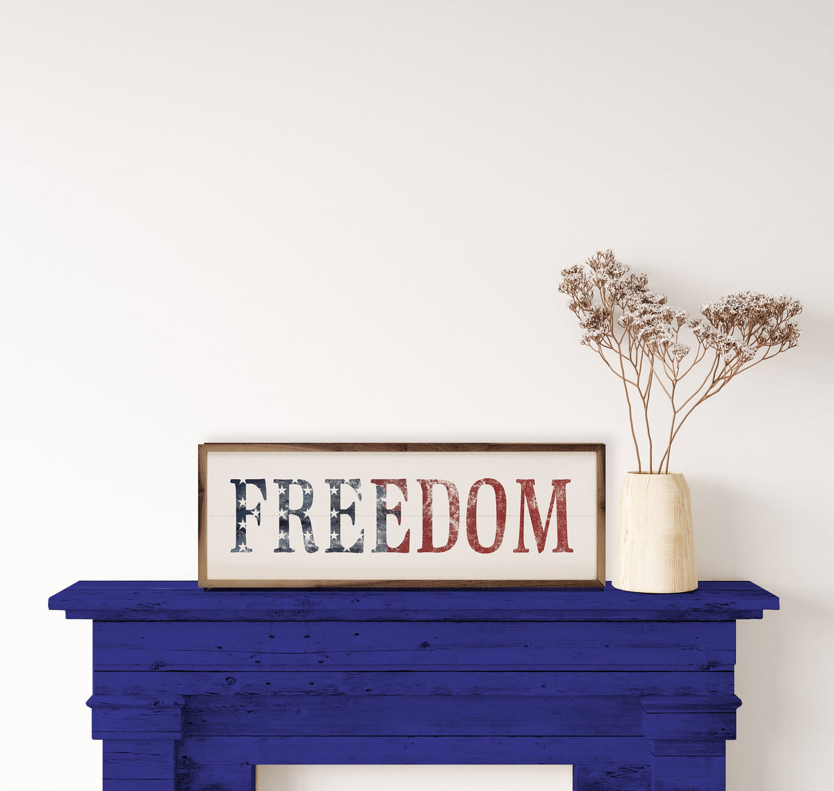 Freedom Flag White Printed and Framed Wall Sign