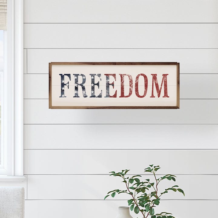 Freedom Flag White Printed and Framed Wall Sign