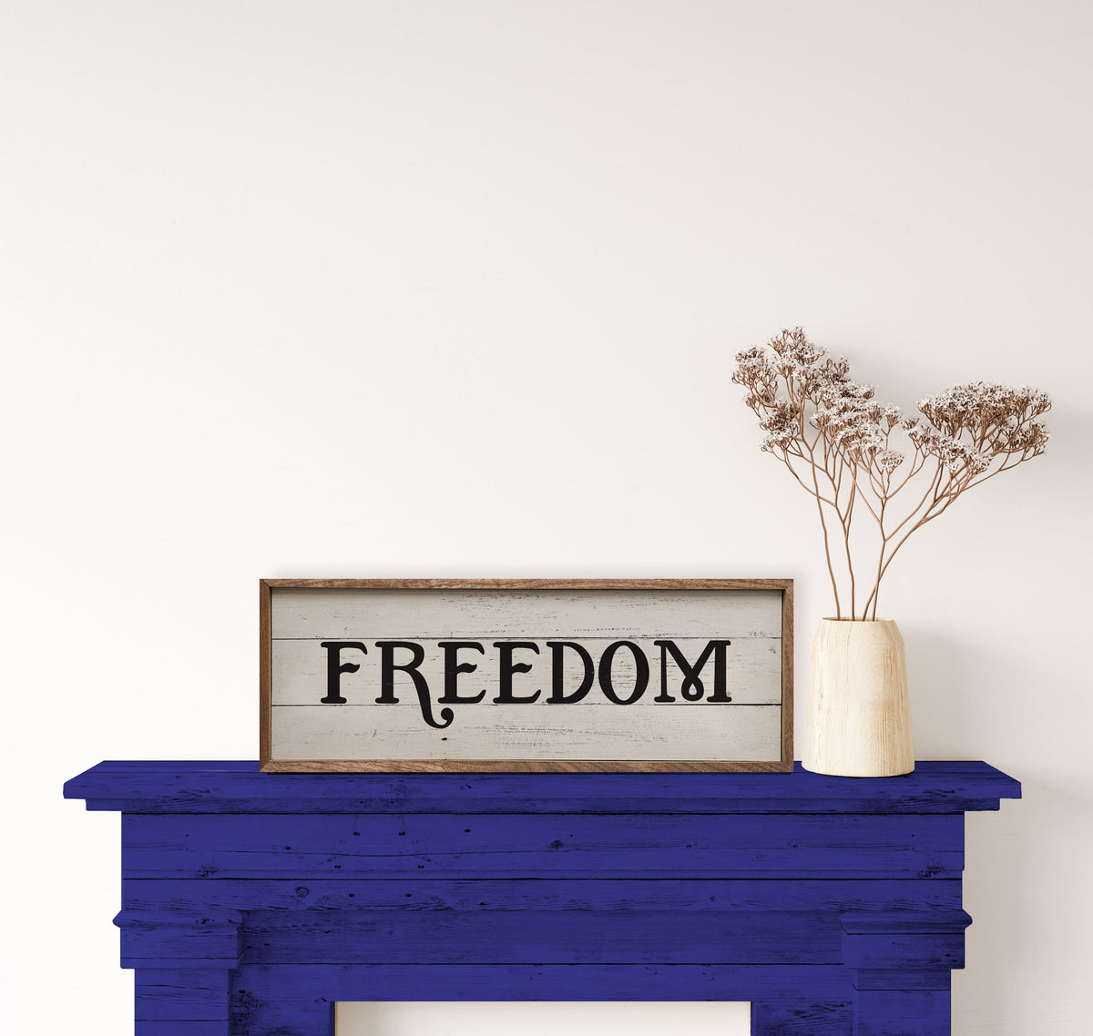 Freedom Whitewash Printed and Framed Wall Sign