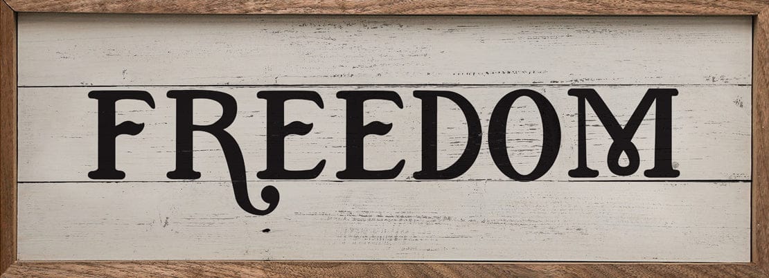 Freedom Whitewash Printed and Framed Wall Sign