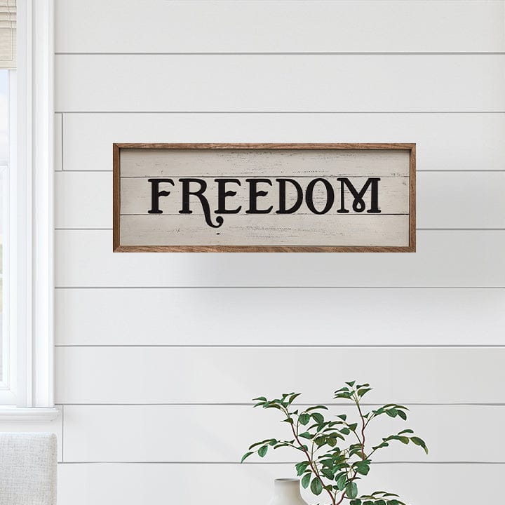 Freedom Whitewash Printed and Framed Wall Sign