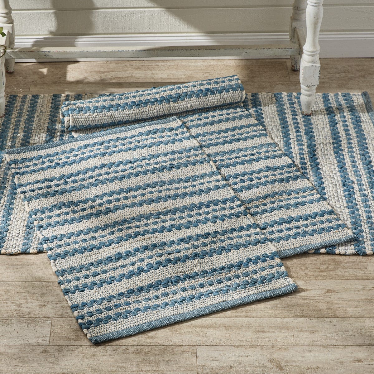 French Farmhouse Woven Chindi Rag Rug Runner 24&quot; X 72&quot; Rectangle