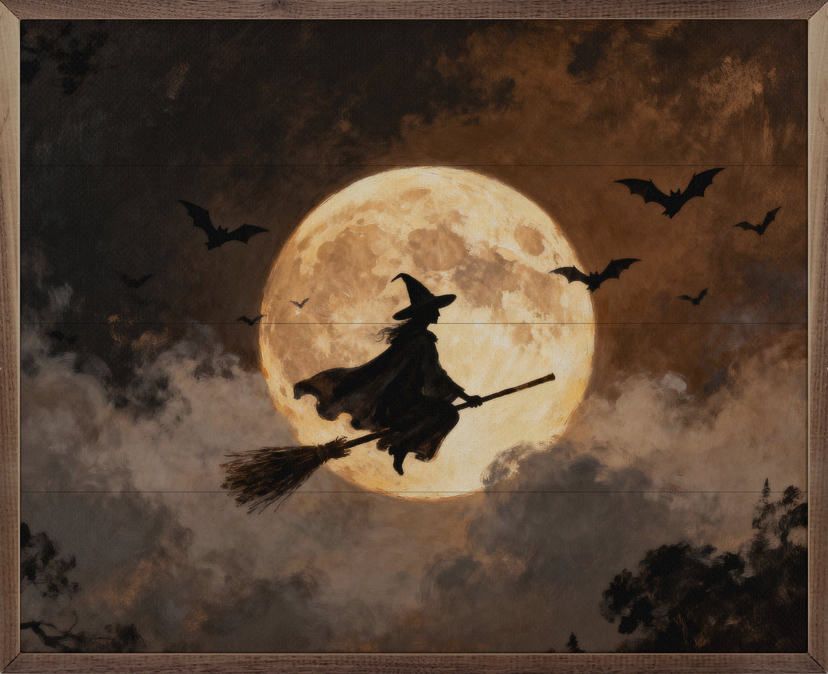 Kendrick Home Walnut Frames 10x8 Full Moon Witch